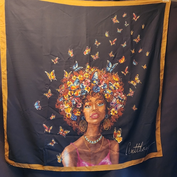 Antthony Signature Printed Chiffon Square Scarf - butterflies - Picture 1 of 7